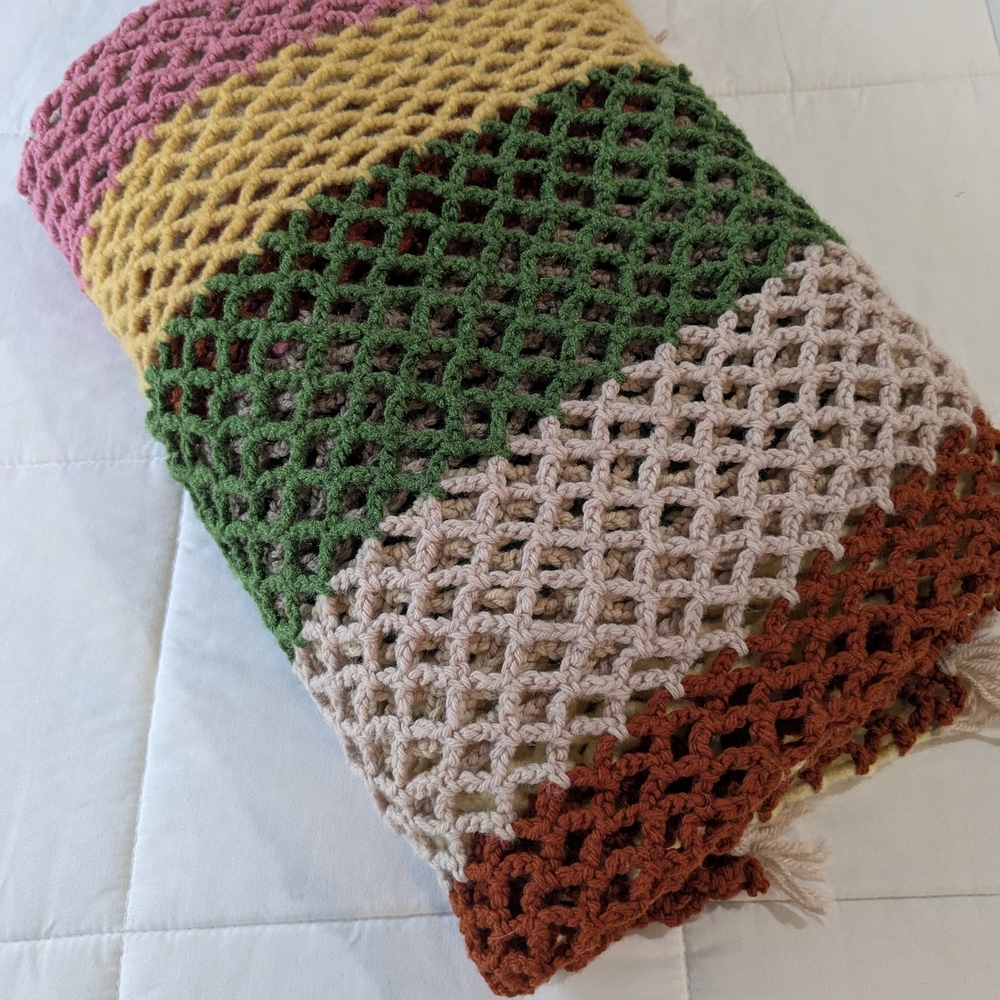 Hand Crafted Colorful Crochet Blanket - Picture 6 of 7